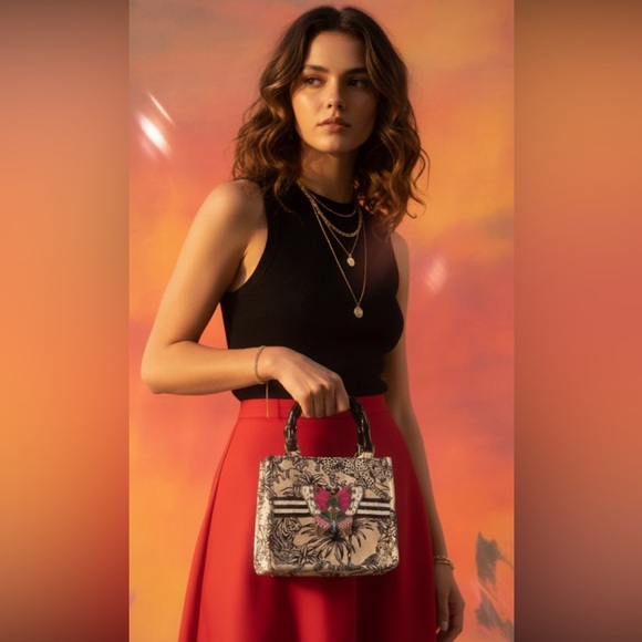 America & Beyond Handbags - 🦋NWT Forbidden Beaded Butterfly Crossbody with Bamboo Handle bag